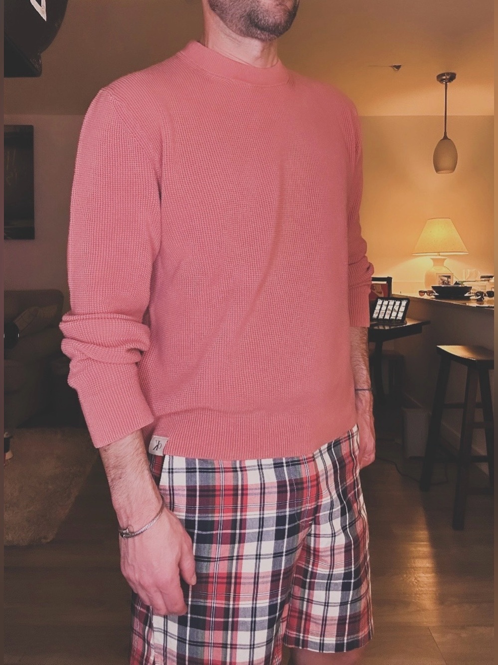Calvin Klein | Waffle Knit Crew Sweater in Dusty Rose (Medium)